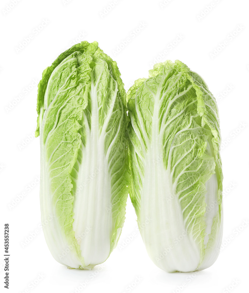 Fresh chinese cabbages on white background