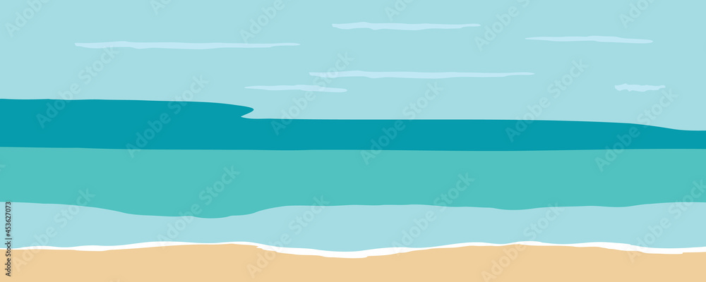 Beach postcard with sun,sea and sky in the daytime