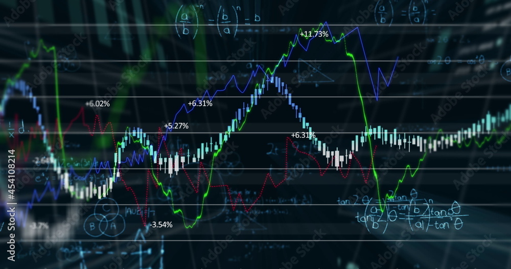 利用数学公式和数据处理的证券交易所市场信息图像