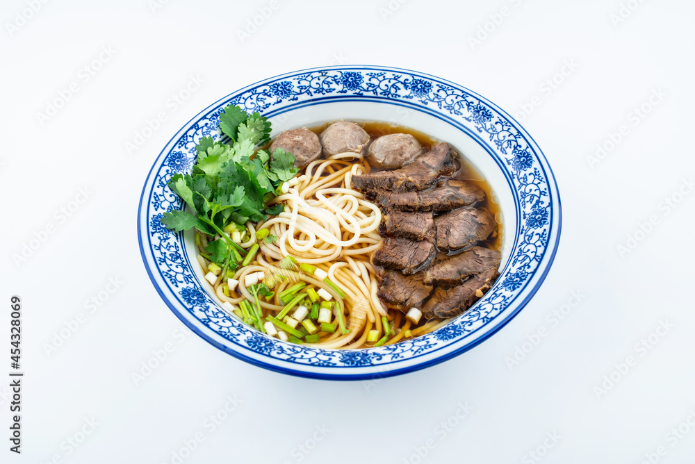 A bowl of beef ball beef noodles