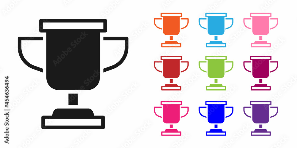 Black Award cup icon isolated on white background. Winner trophy symbol. Championship or competition