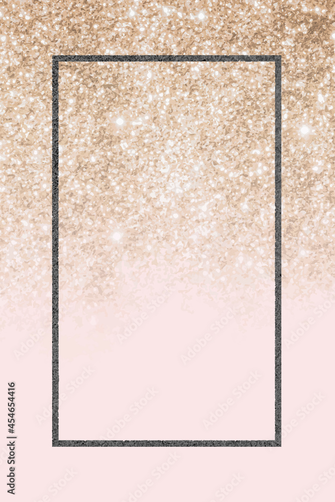 Black glittery rectangle frame vector