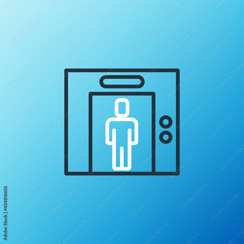 Line Lift icon isolated on blue background. Elevator symbol. Colorful outline concept. Vector