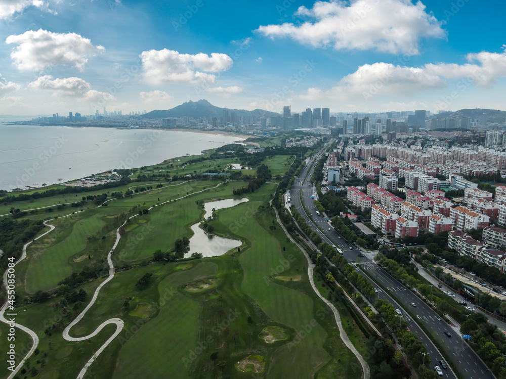 Aerial photography of Qingdao Coastline Golf Course