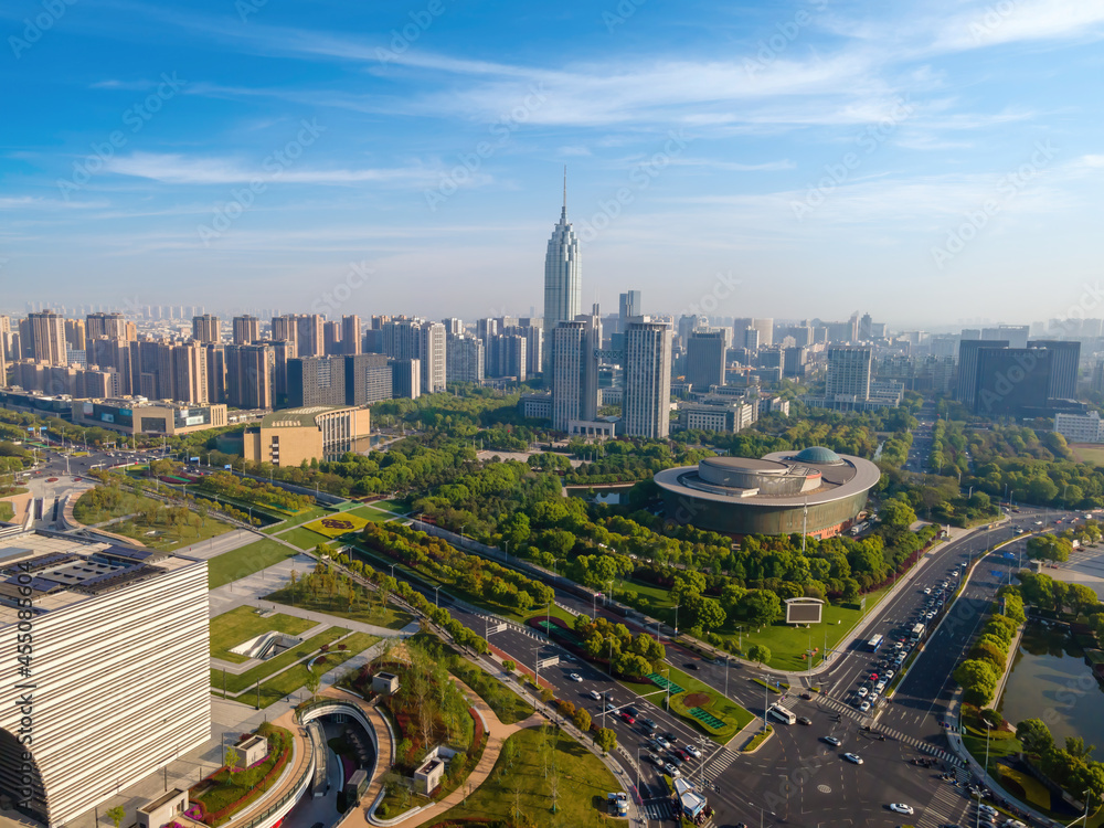 航拍常州建筑景观天际线