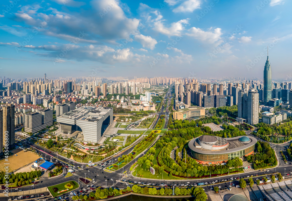 Aerial photography Changzhou architectural landscape skyline