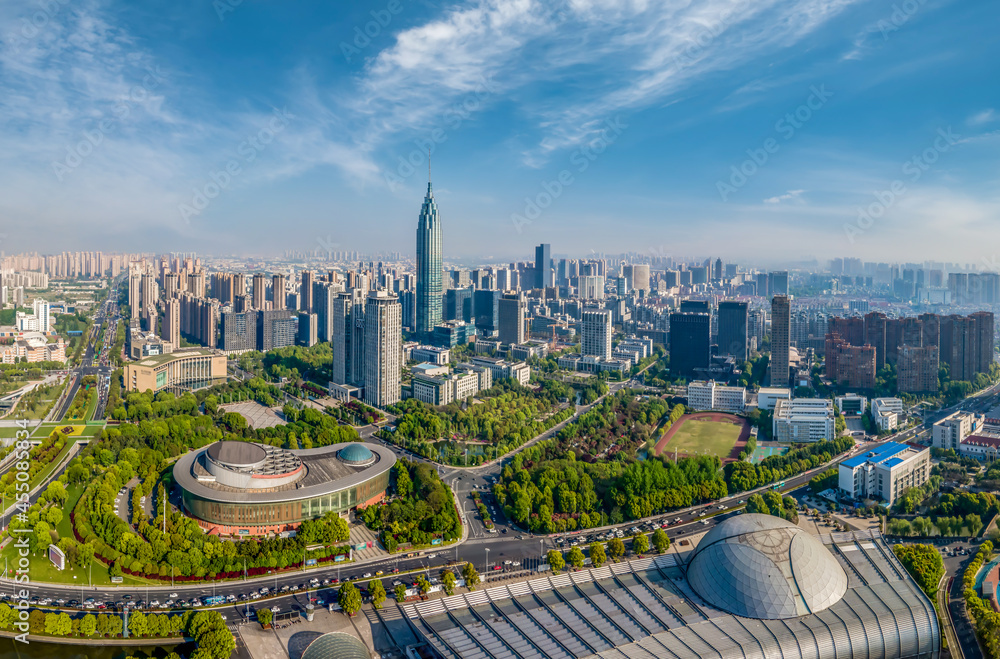 Aerial photography Changzhou architectural landscape skyline