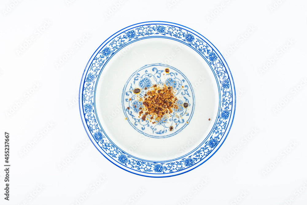 Ice jelly in a bowl on white background