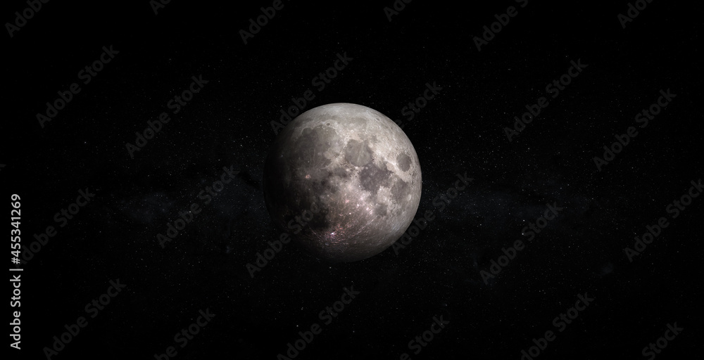 Full moon isolated on space background. Elements of this image furnished by NASA.