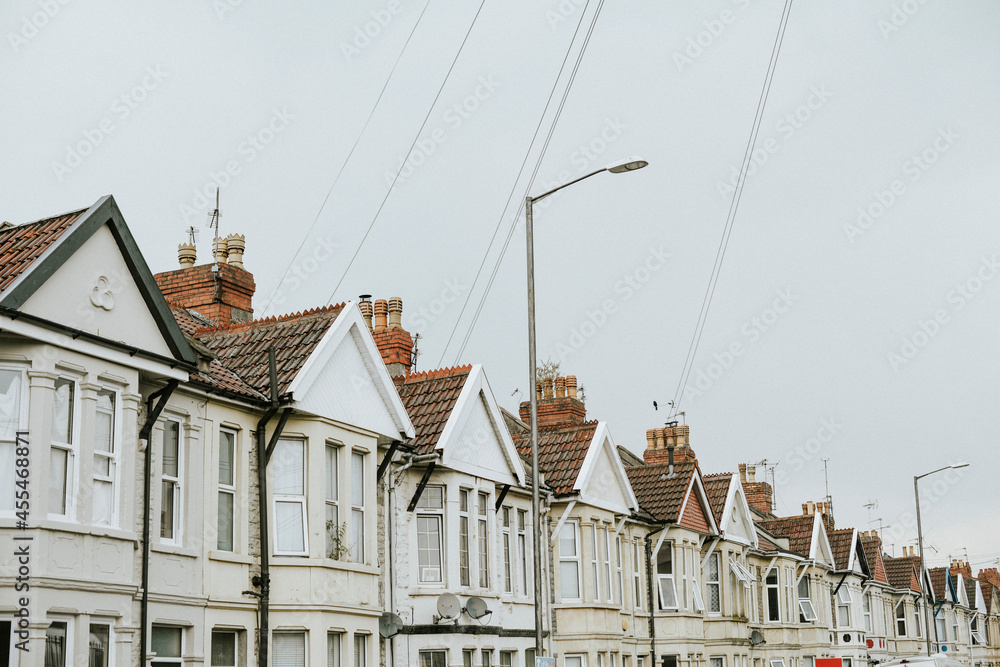 Row of houses in a suburban area