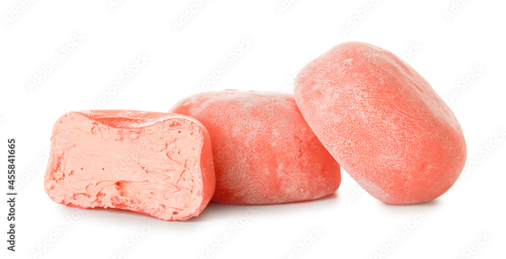 Tasty Japanese mochi on white background