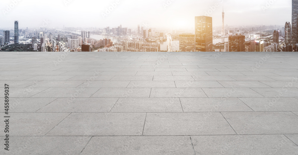 道路地面与城市建筑景观