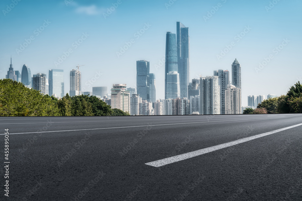 Road ground and urban architectural landscape