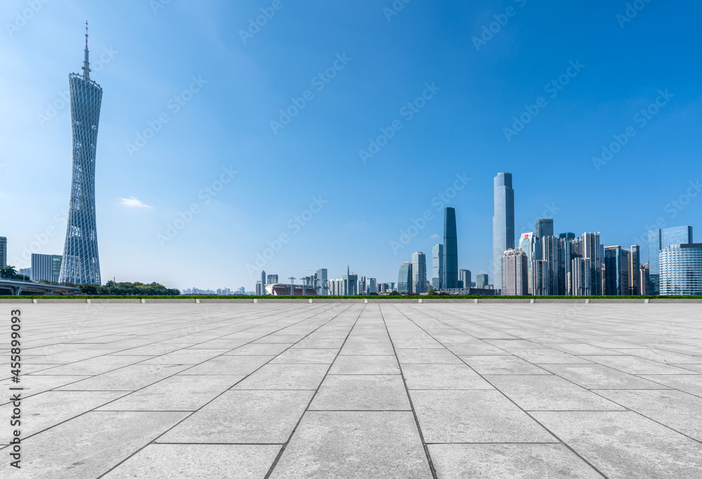 Road ground and urban architectural landscape