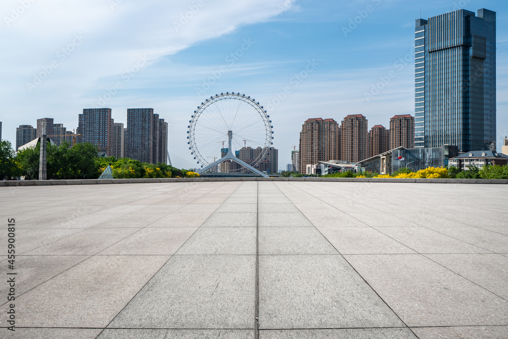 道路地面与城市建筑景观