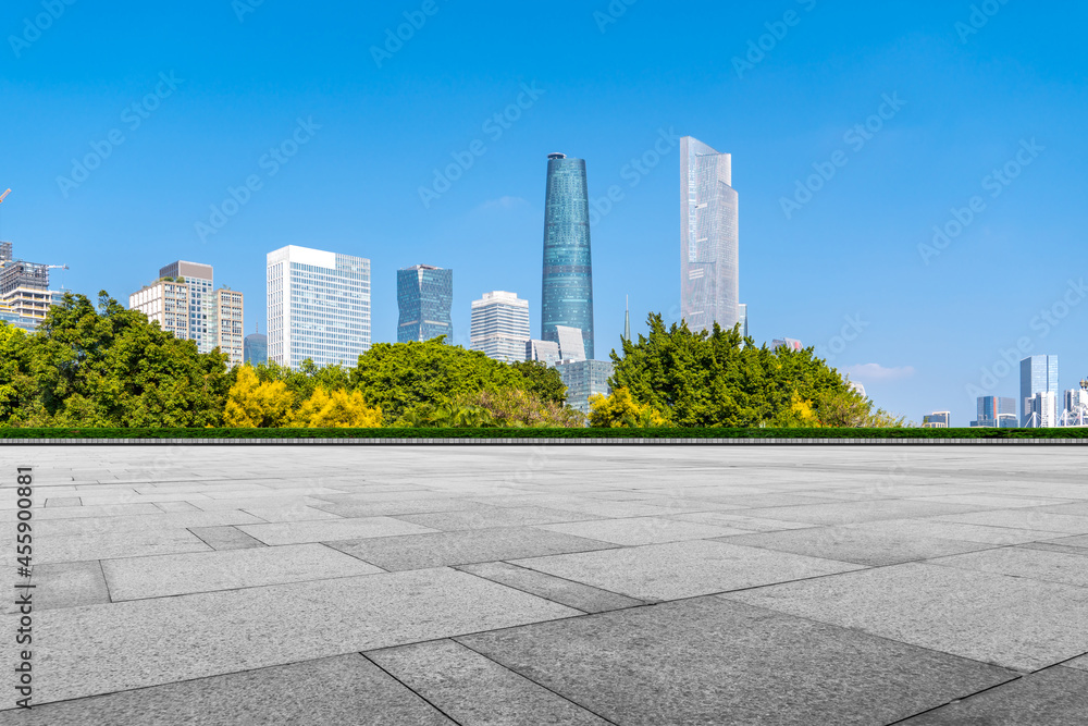 道路地面与城市建筑景观