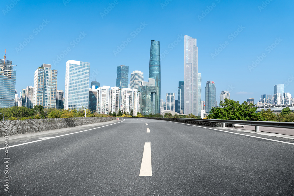 道路地面与城市建筑景观