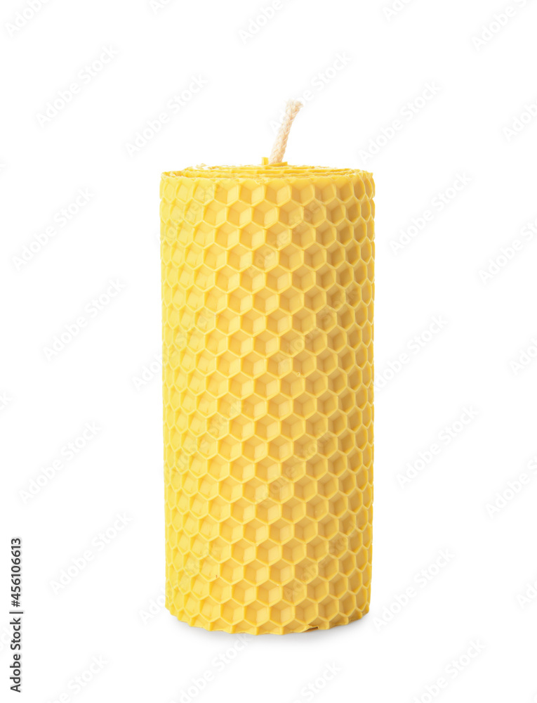 Wax candle on white background