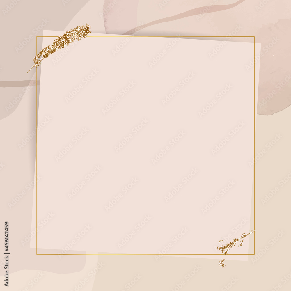 Gold frame on neutral watercolor background vector