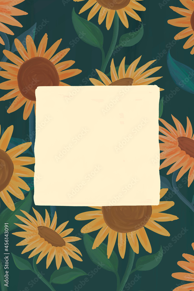 Rectangle sunflower frame vector