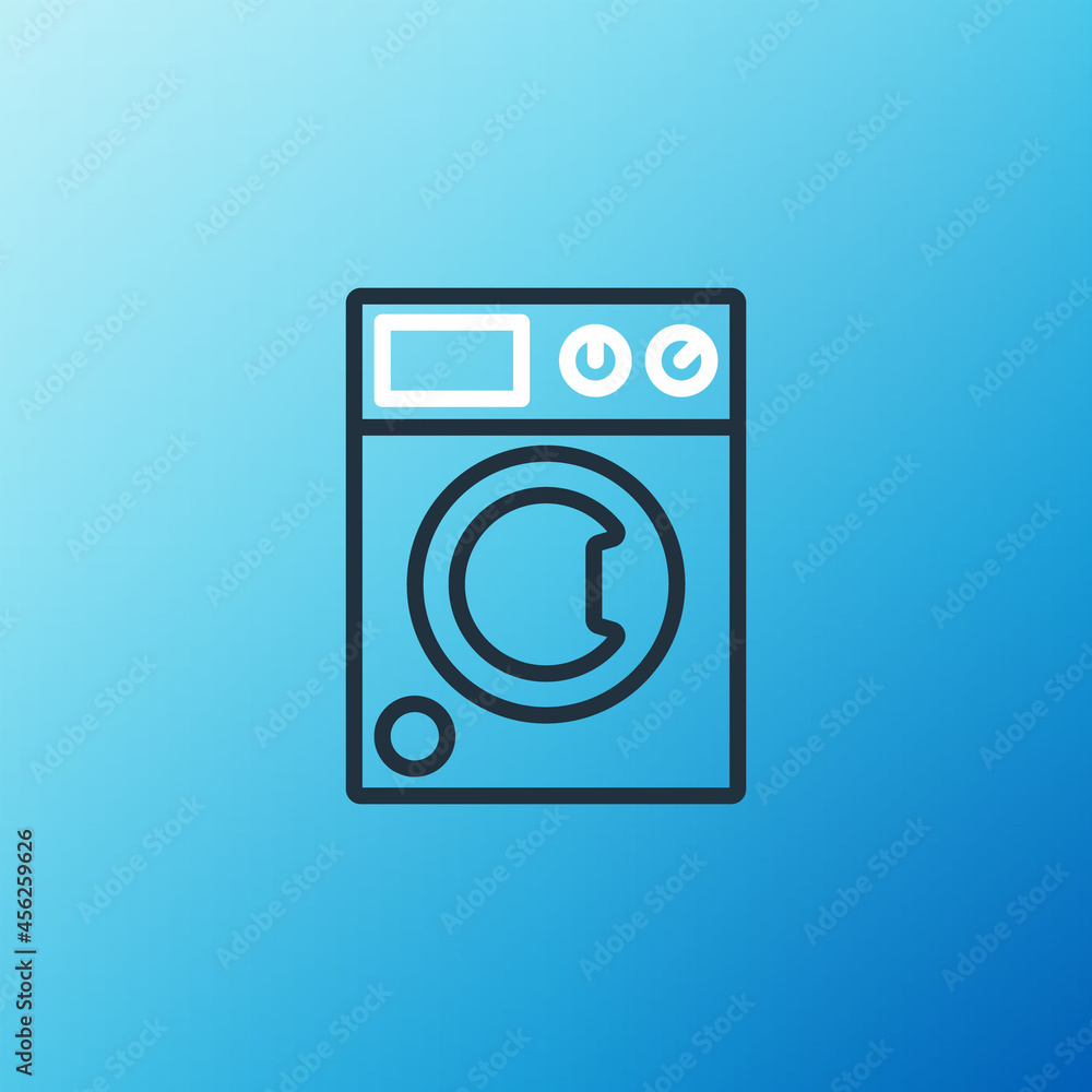 Line Washer icon isolated on blue background. Washing machine icon. Clothes washer - laundry machine