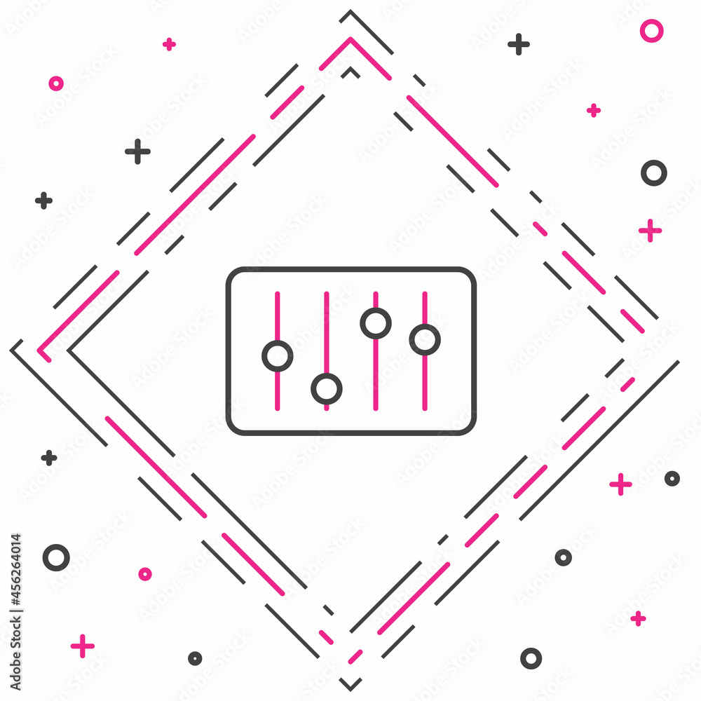 线路混音器控制器图标隔离在白色背景上。Dj设备滑块按钮。混音c