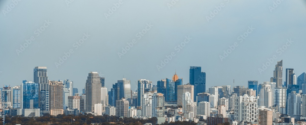 Cityscape and high-rise buildings in metropolis city center . Downtown business district in panorami