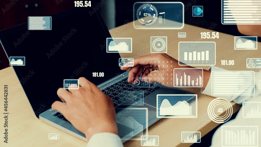 商业数据分析技术的创意视觉。营销分析数字数据的概念