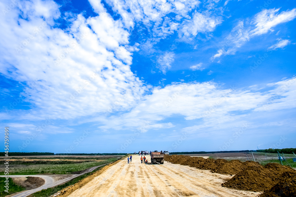 Road construction site, stones and gravel