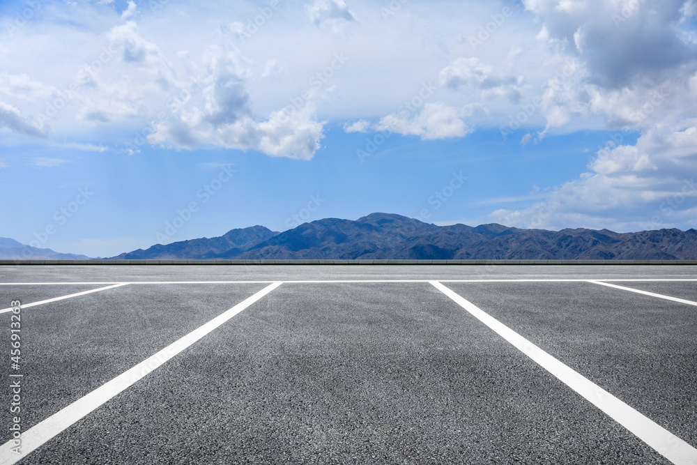 Road and mountain natural scenery under blue sky.Outdoor road background.