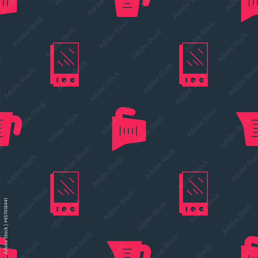 Set Microwave oven and Measuring cup on seamless pattern. Vector