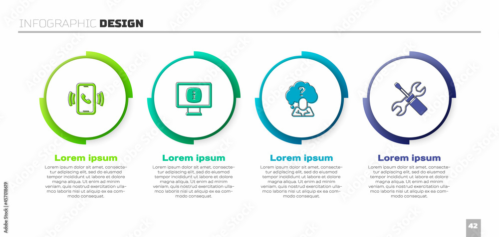 Set Telephone 24 hours support, Monitor with information, Head question mark and Screwdriver and wre