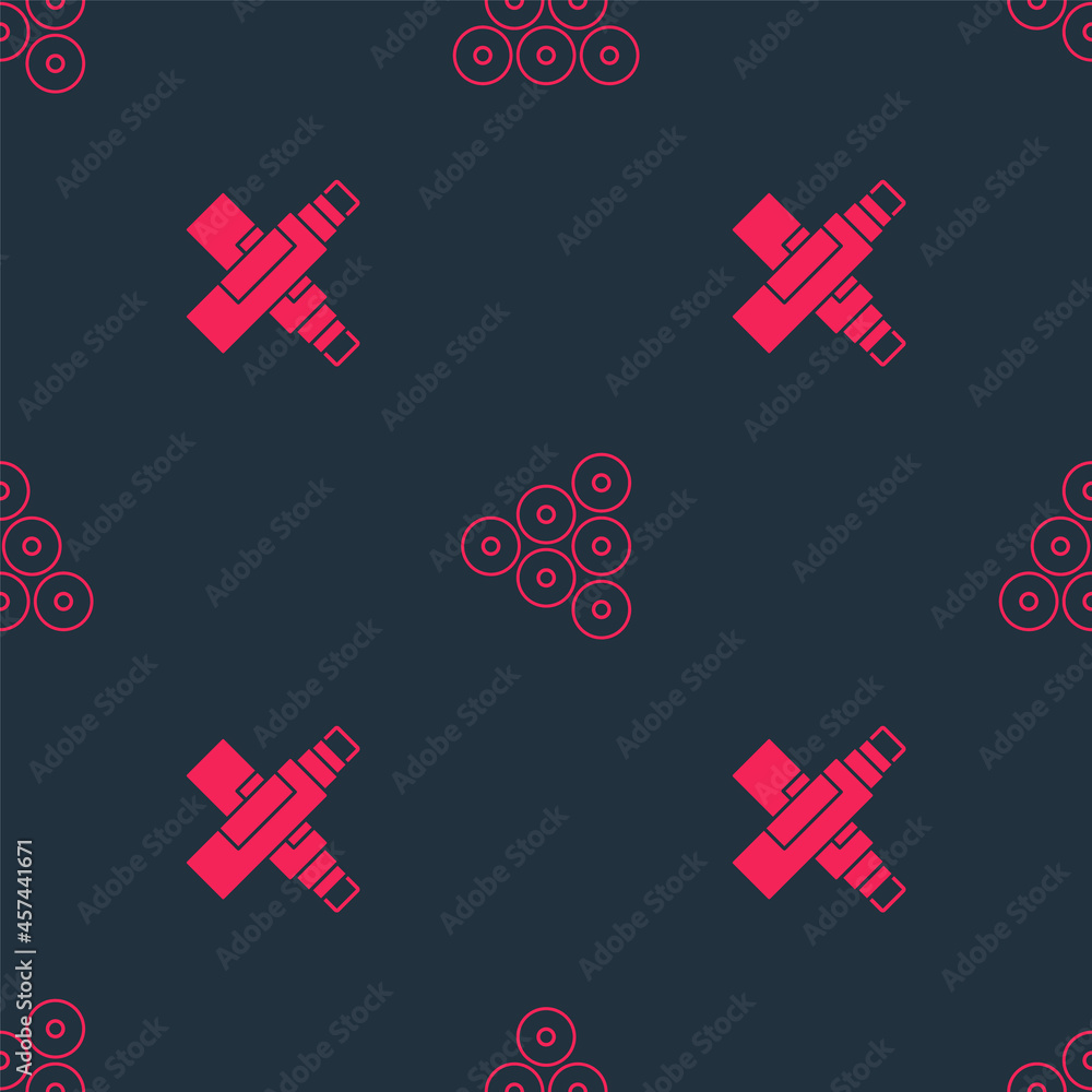 Set Marker pen and Paint spray can on seamless pattern. Vector