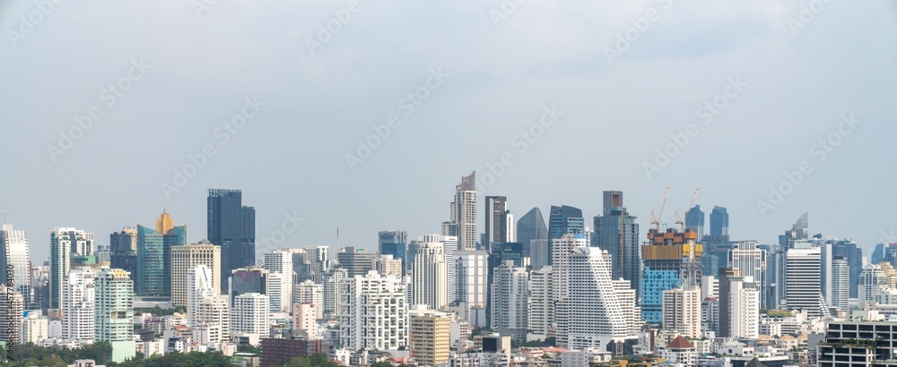 Cityscape and high-rise buildings in metropolis city center . Downtown business district in panorami