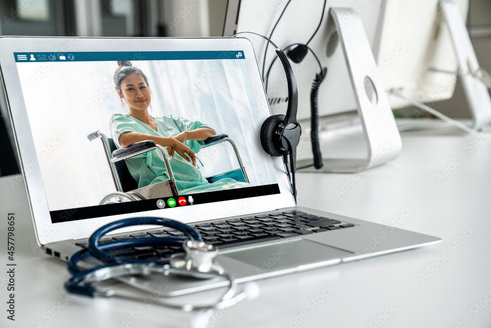 Telemedicine service online video call for doctor to actively chat with patient via remote healthcar