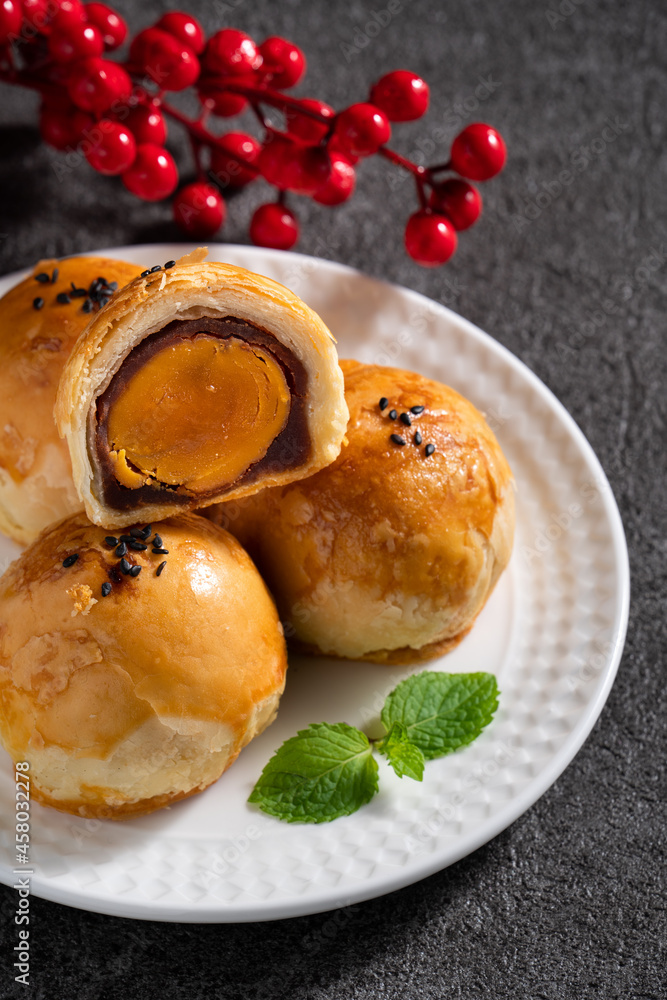 Moon cake yolk pastry for Mid-Autumn Festival holiday.