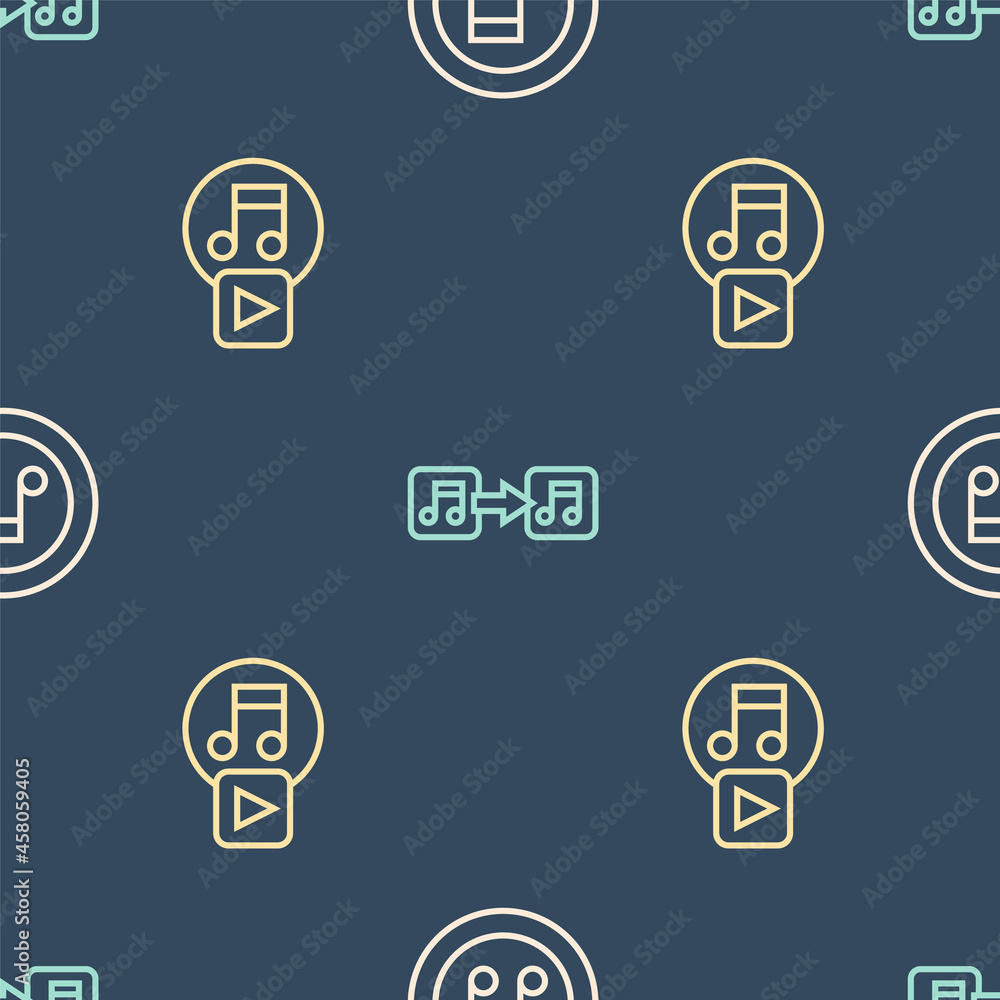设置线条音乐音符、音调，以正方形和无缝模式播放。矢量