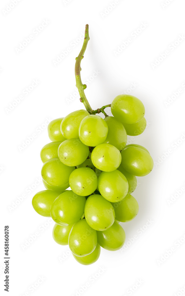 Shine Muscat grapes on a white background.