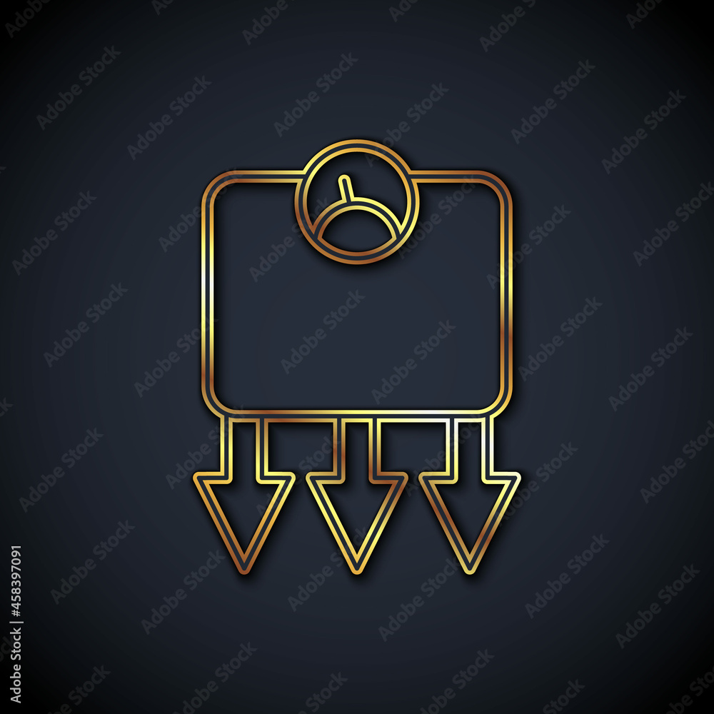 Gold line Weight loss icon isolated on black background. Vector