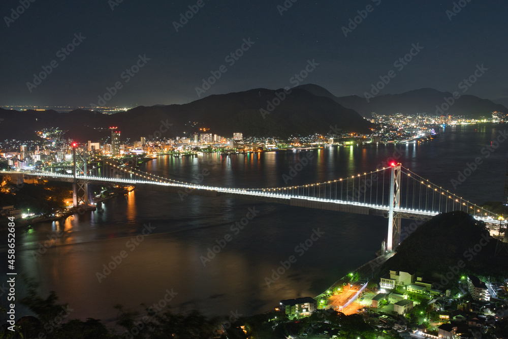 山口県火の山公園から見た関門海峡の夜景