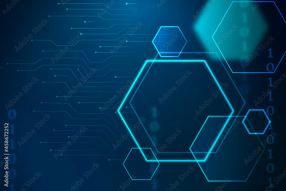 Futuristic hexagons on a technology background vector