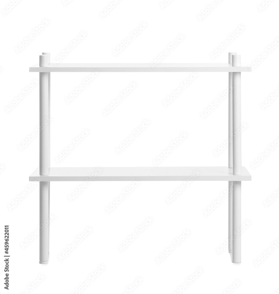 Empty bookcase on white background