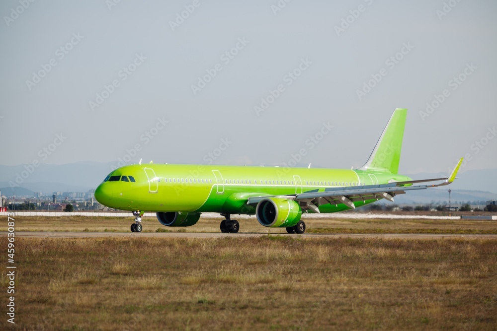 Airplane taking off the runway from the airport