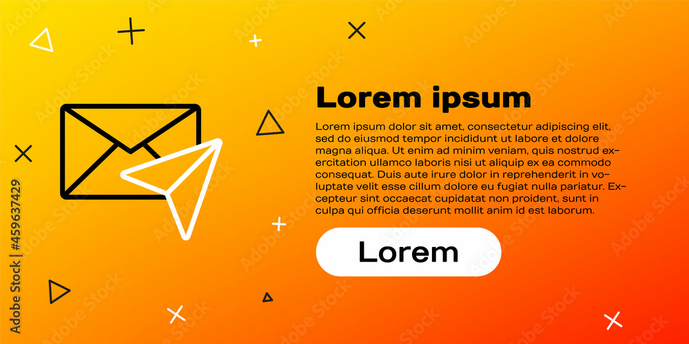 黄色背景上隔离的Line Envelope图标。电子邮件字母符号。彩色轮廓conc