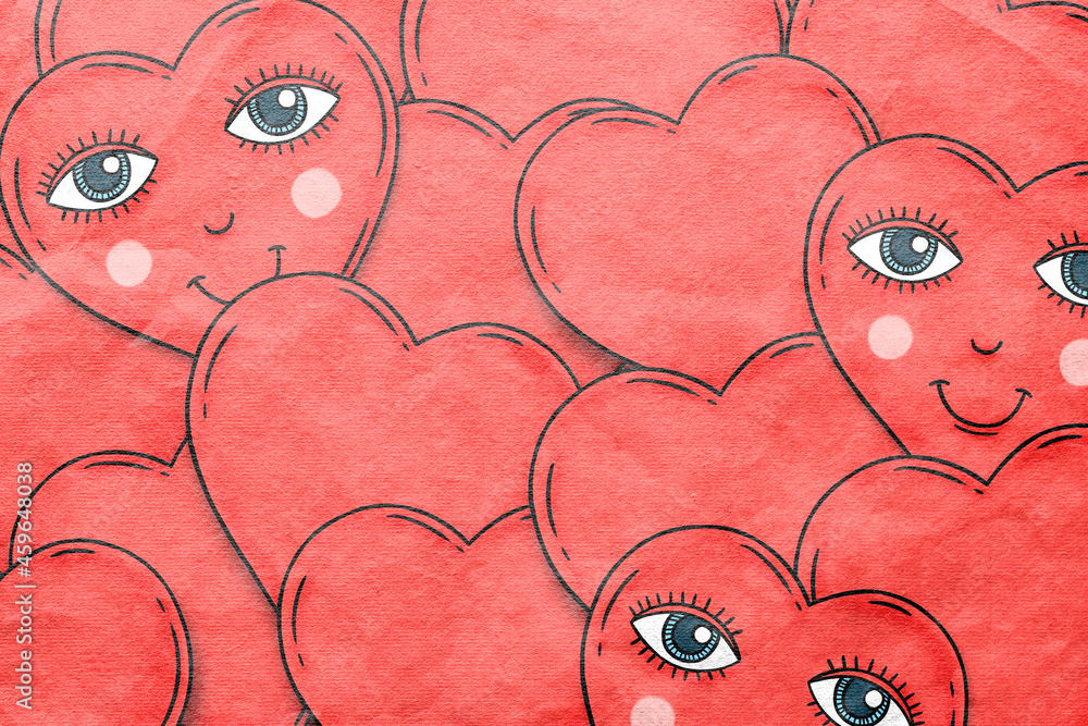 Hand drawn heart background design resource