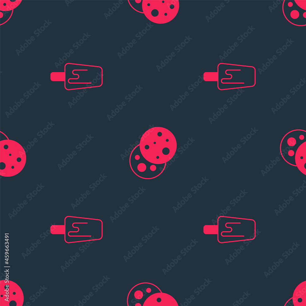 Set Ice cream and Cookie with chocolate on seamless pattern. Vector