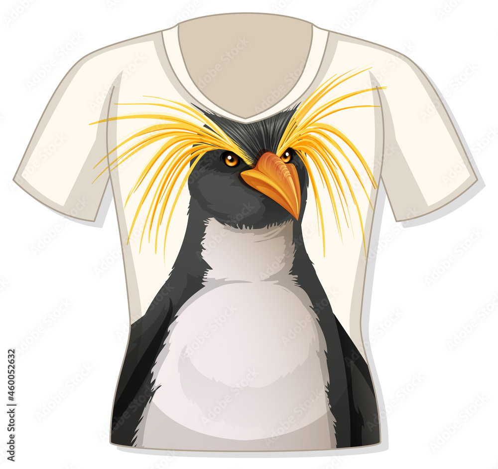 Front of t-shirt with penguin pattern