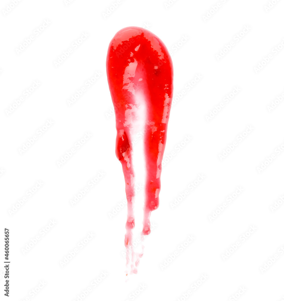 Smear of tasty cranberry jam on white background