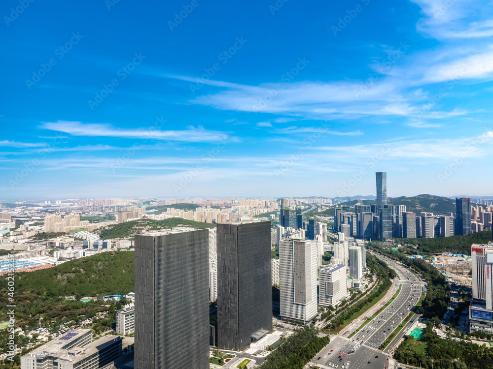 Aerial photography of modern urban architectural landscape of Jinan, China