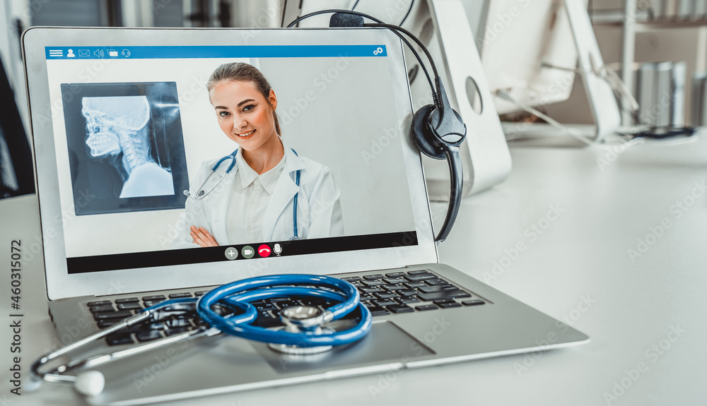 Telemedicine service online video call for doctor to actively chat with patient via remote healthcar